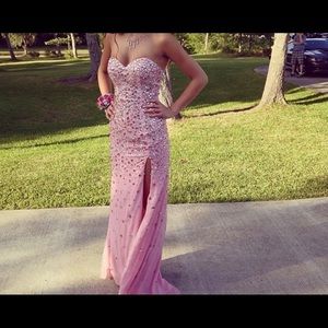 Pink Strapless Prom Dress